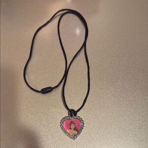 Disney Pink Heart Necklace with Black Cord